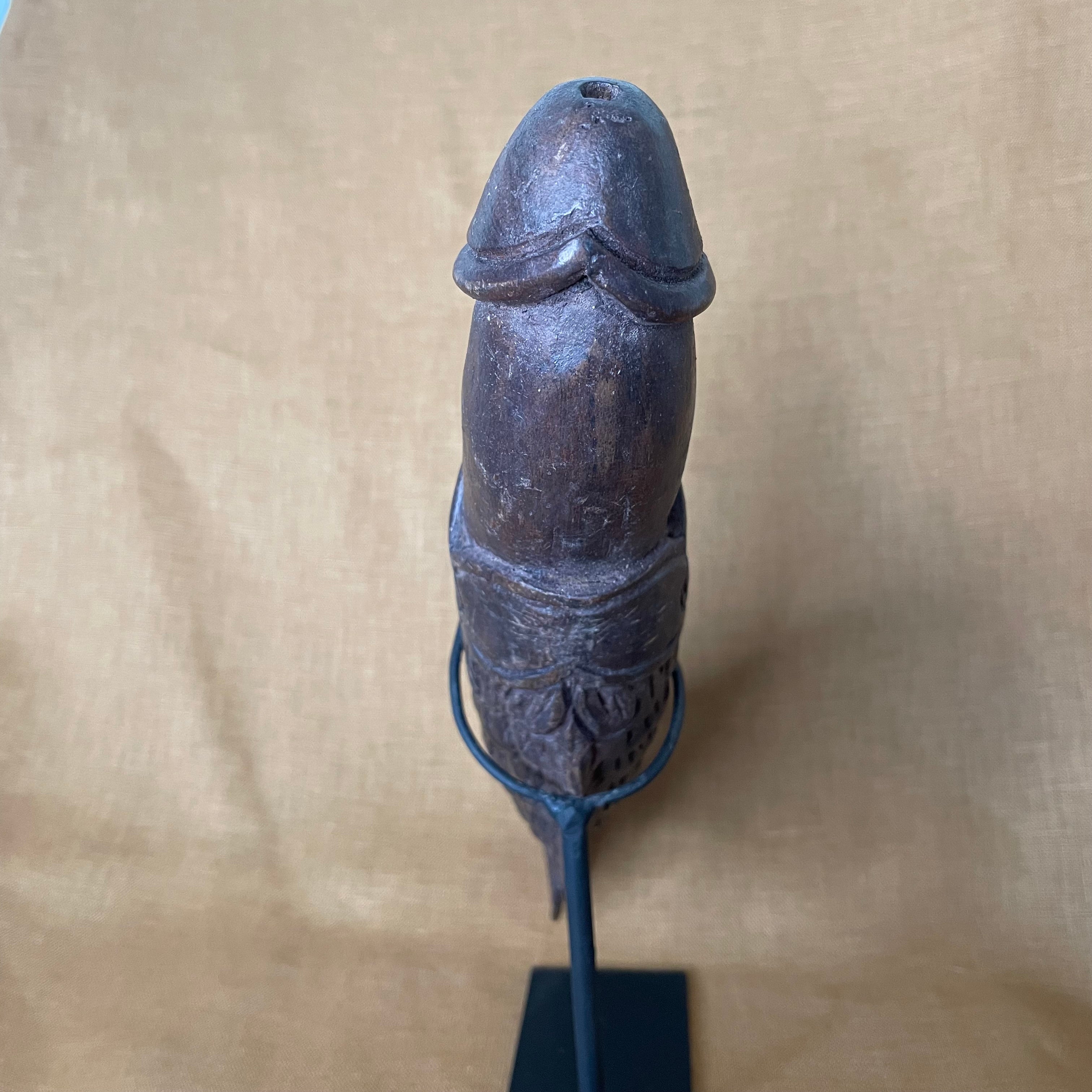 Large Thai Palad Khik Fish Fertility Talisman Sculpture on Stand