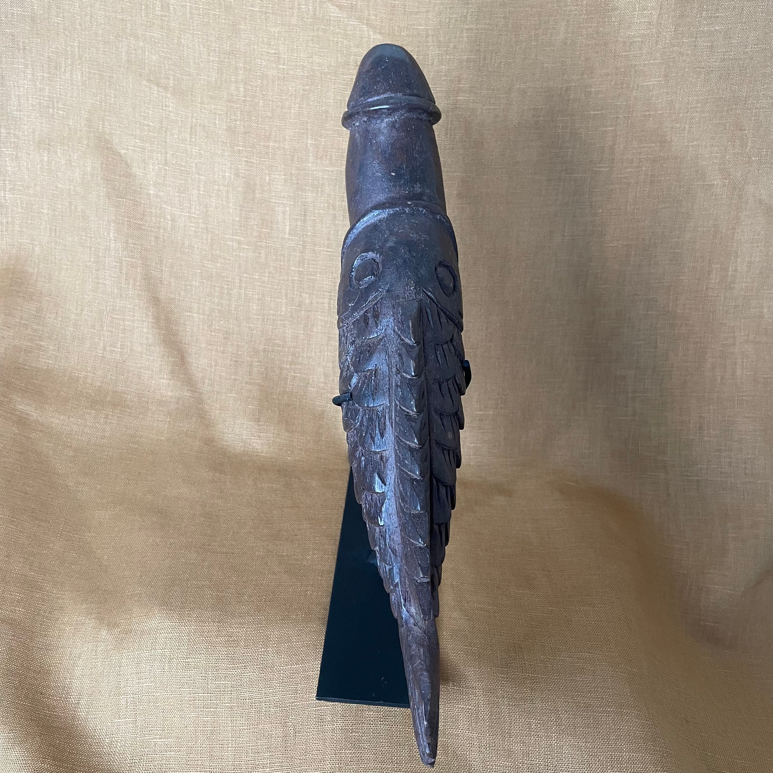 Large Thai Palad Khik Fish Fertility Talisman Sculpture on Stand