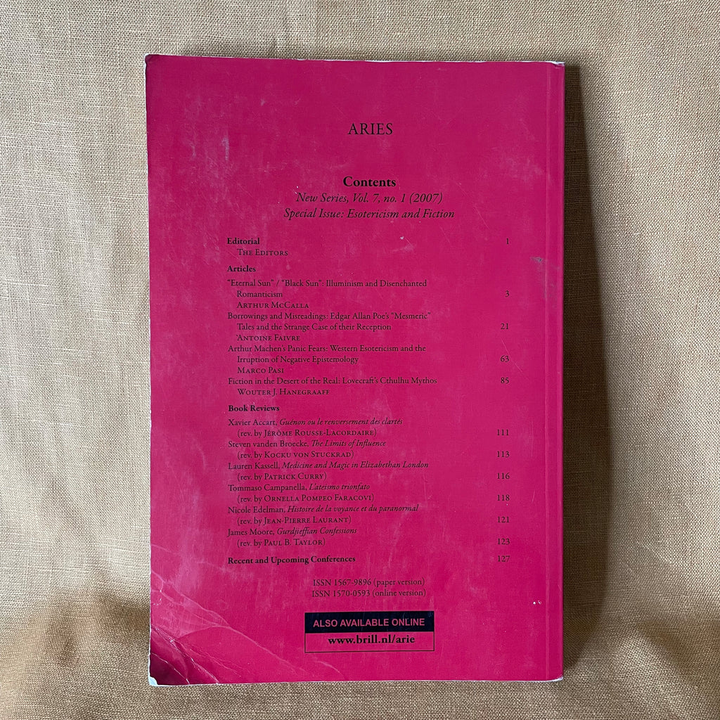 Aries: Journal for the Study of Western Esotericism, Volume 7, Number 1 (2007) - Special Issue: Esotericism and Fiction