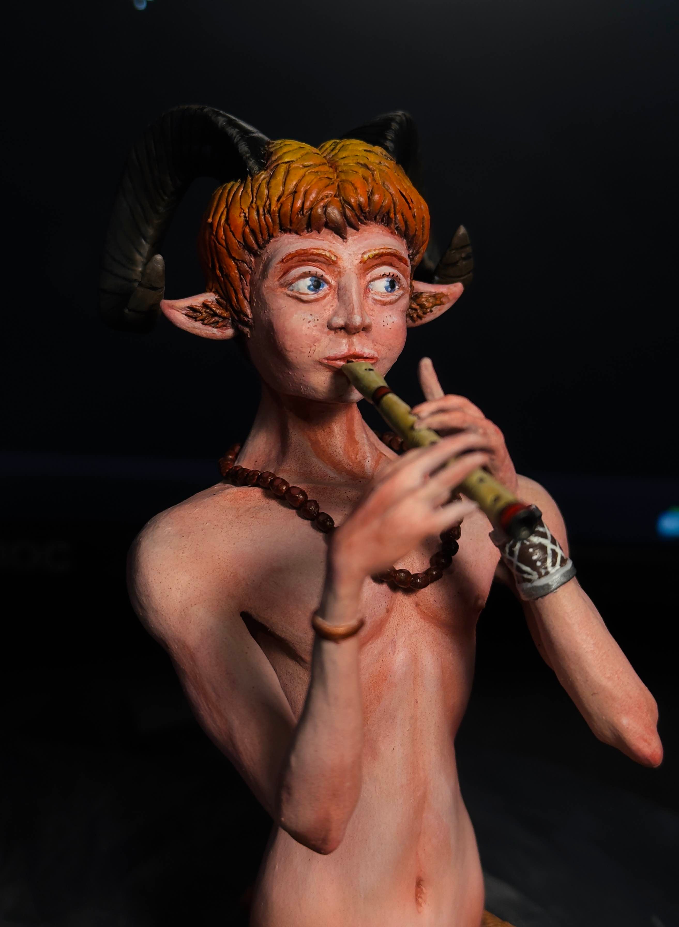 Faun handmade polymer clay sculpture