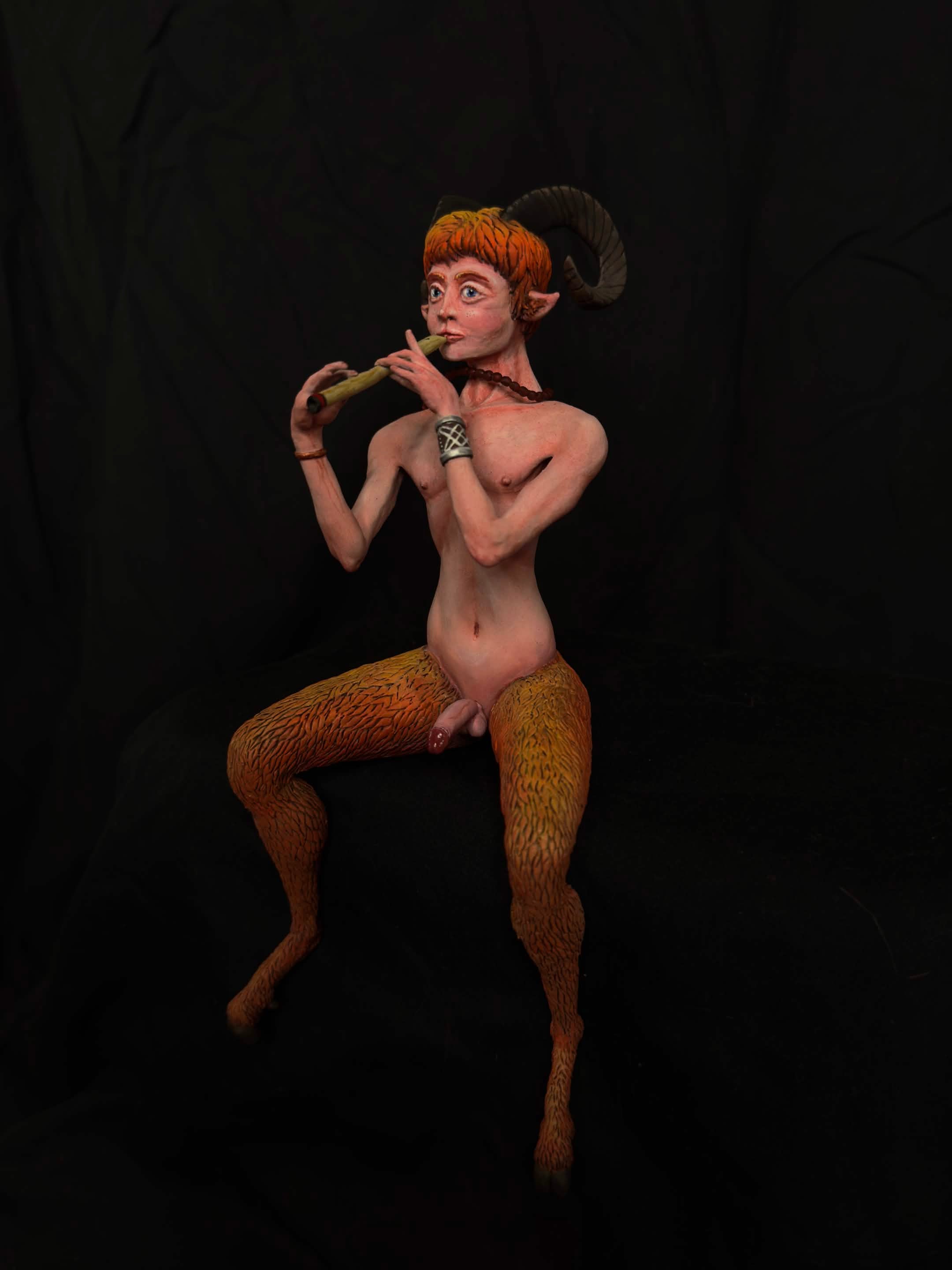Faun handmade polymer clay sculpture