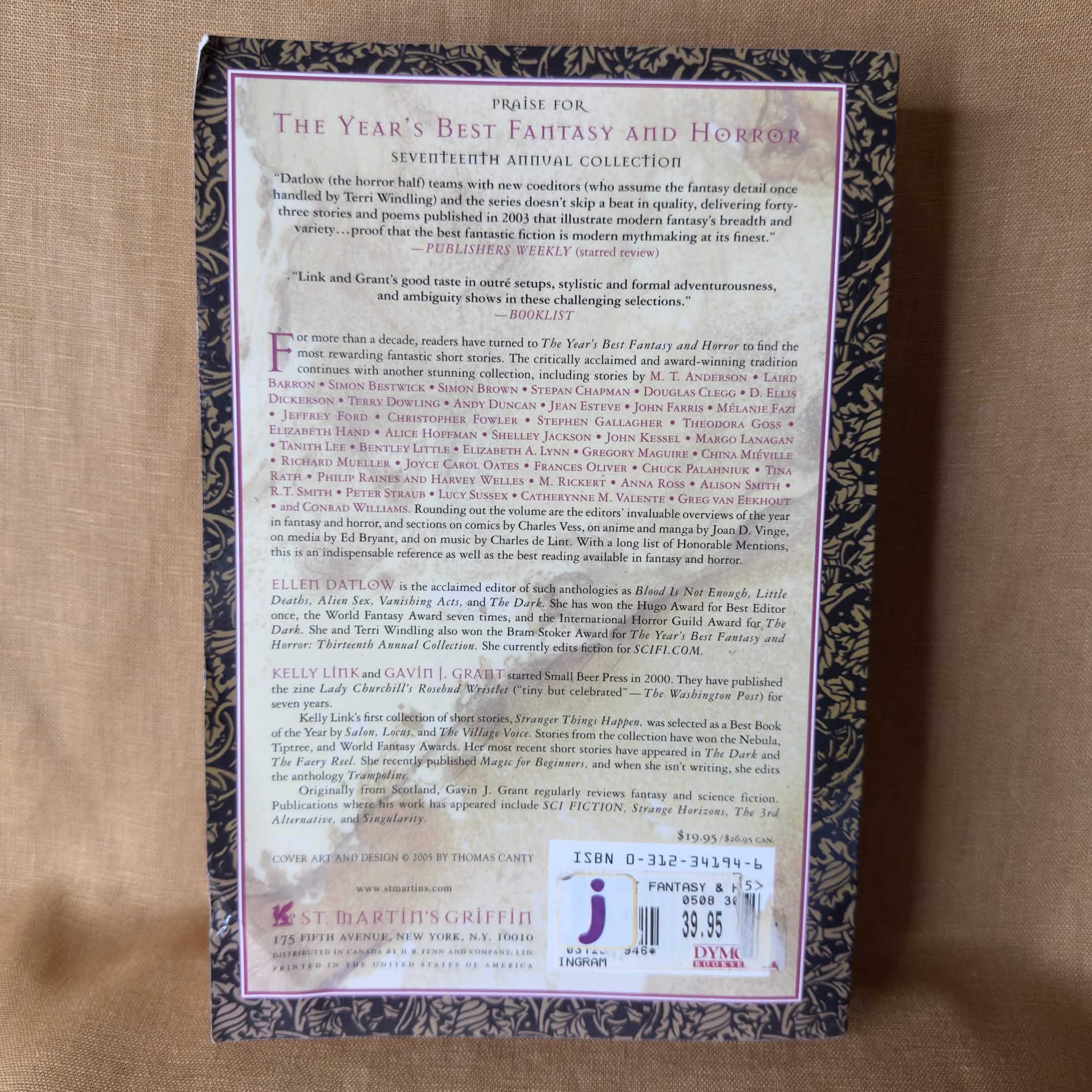 The Year’s Best Fantasy and Horror: Eighteenth Annual Collection — Ellen Datlow, Kelly Link and Gavin J. Grant