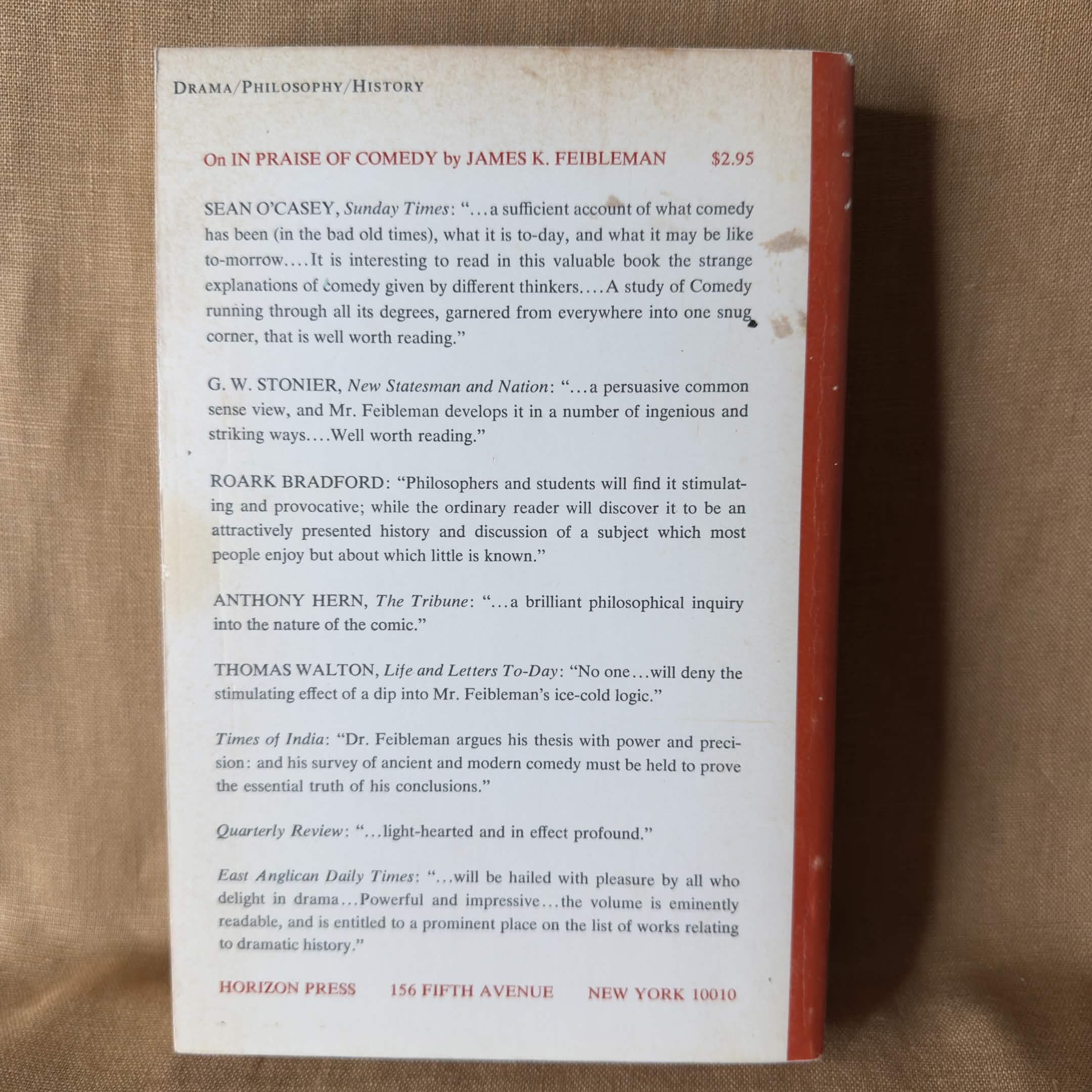 In Praise of Comedy — James K. Feibleman