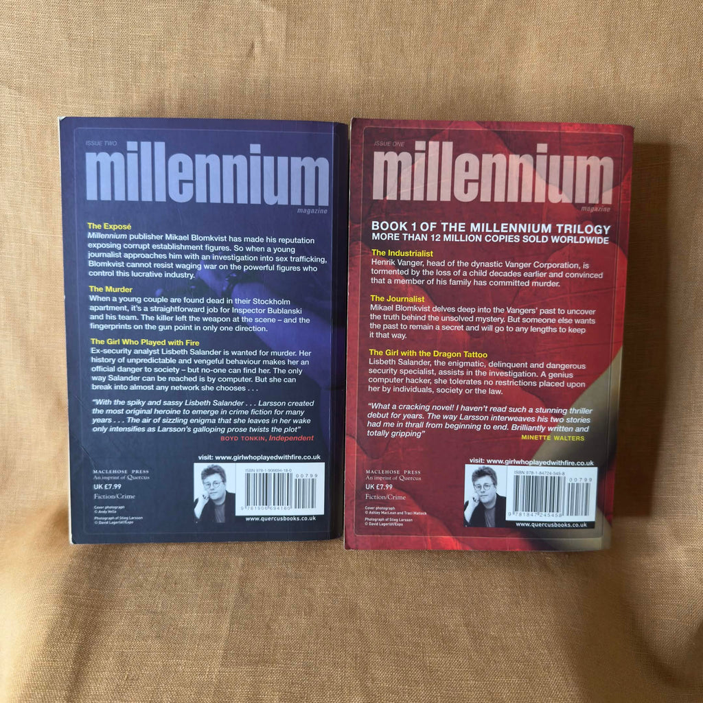 Millennium lot by Stieg Larsson: The Girl with the Dragon Tattoo and The Girl Who Played with Fire.
