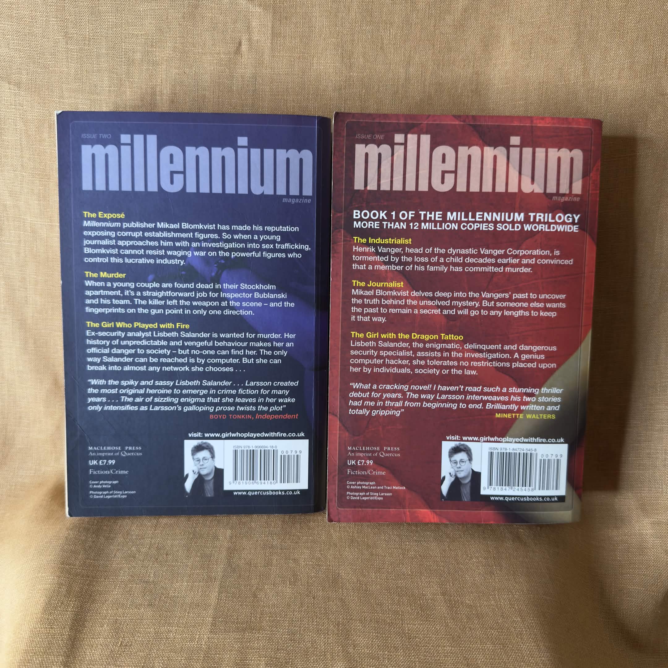Millennium lot by Stieg Larsson: The Girl with the Dragon Tattoo and The Girl Who Played with Fire.