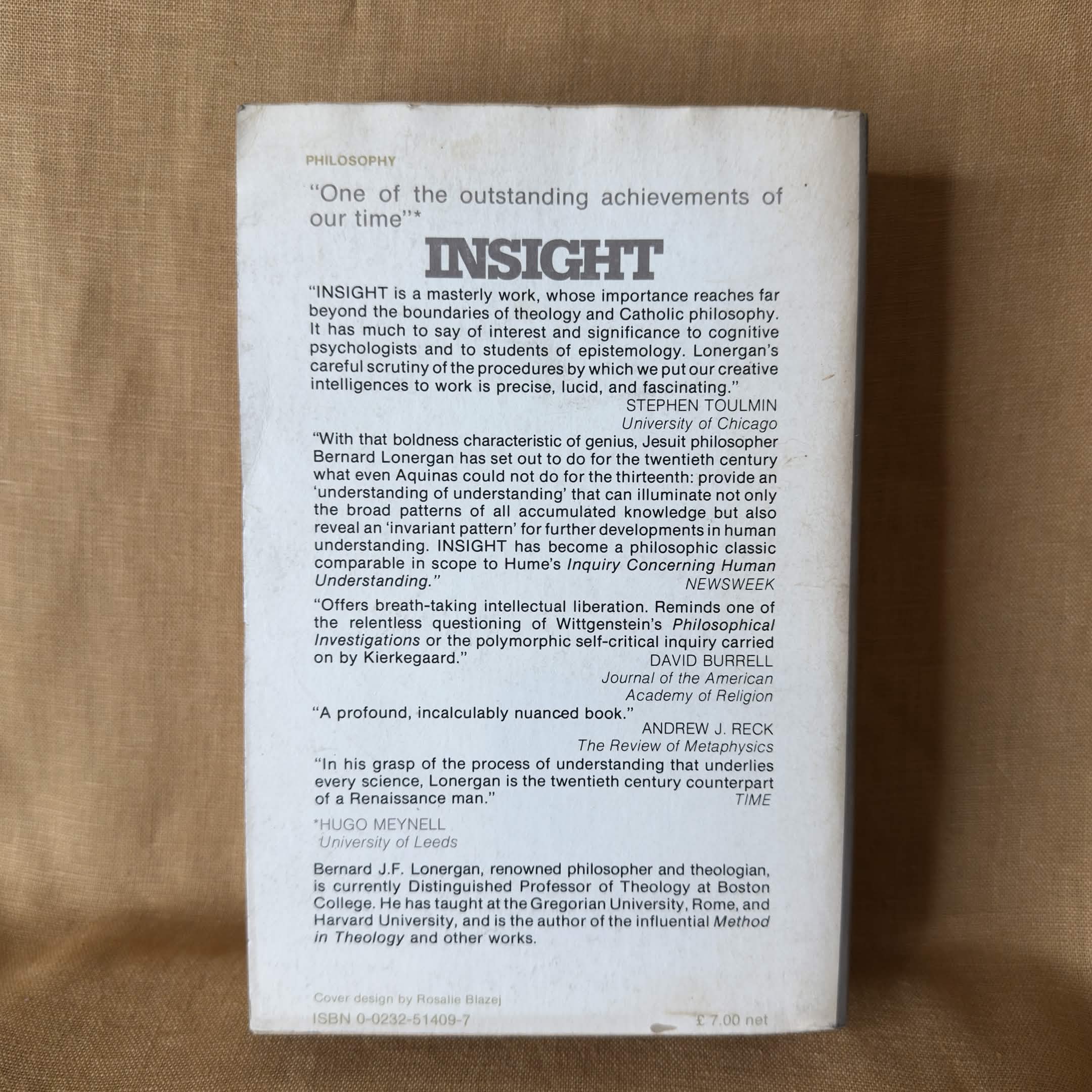 Insight: A Study of Human Understanding — Bernard J. F. Lonergan