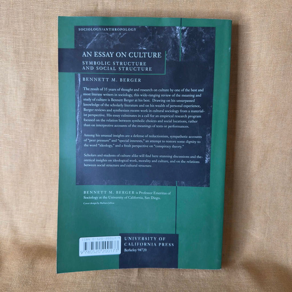 An Essay on Culture: Symbolic Structure and Social Structure - Bennett M. Berger