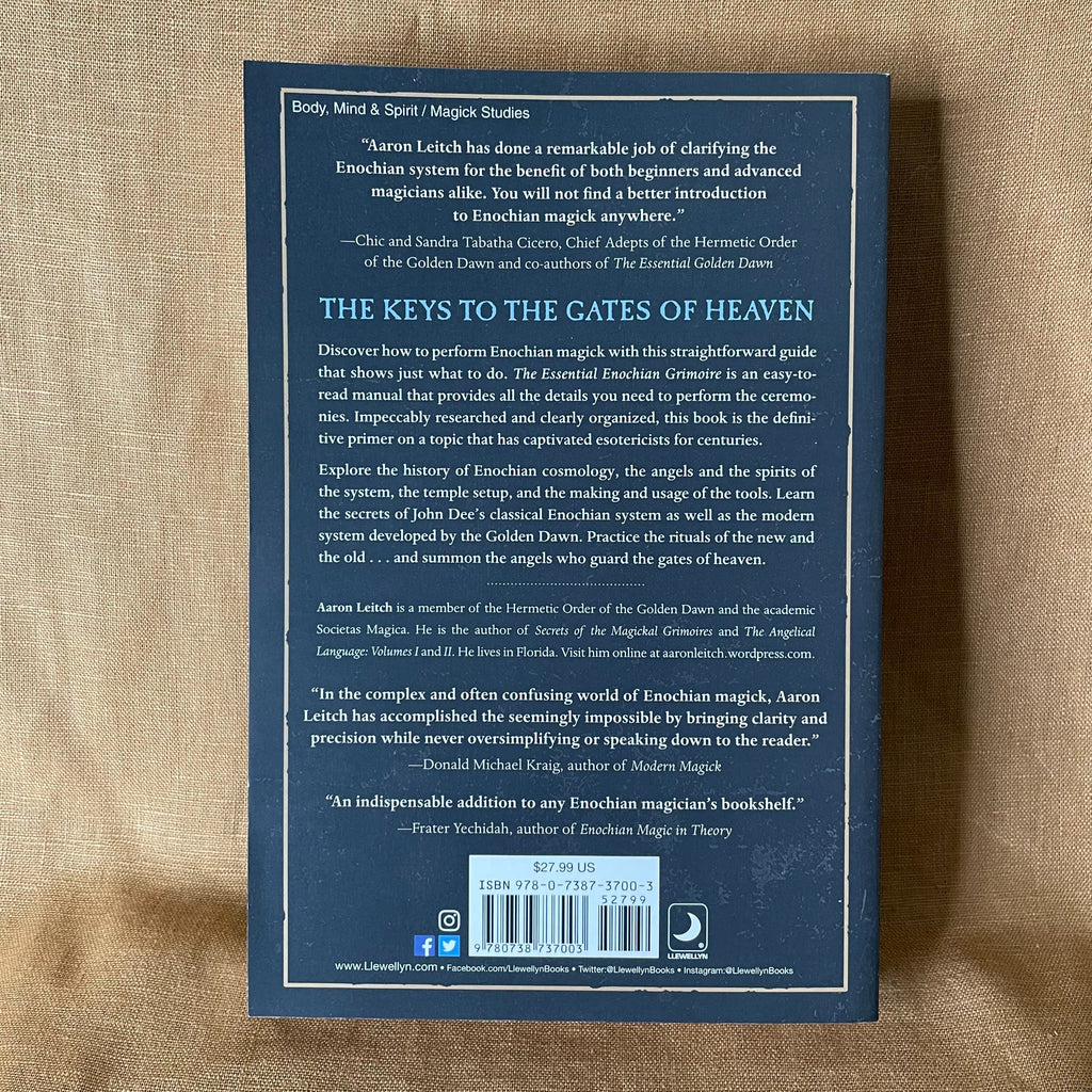 Back cover of The Essential Enochian Grimoire by Aaron Leitch