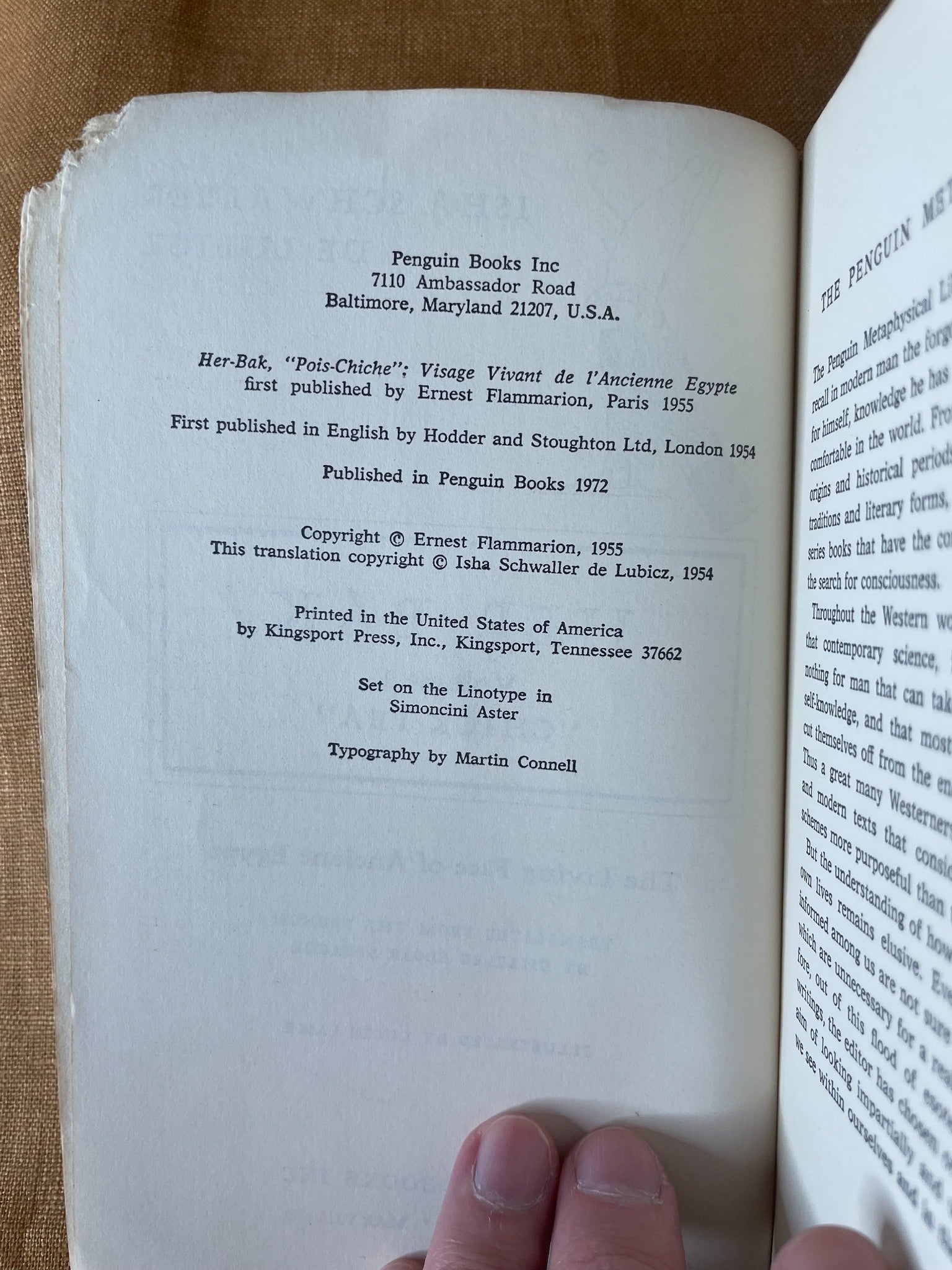 Her-Bak Volume 1 copyright page showing Penguin Books 1972 edition