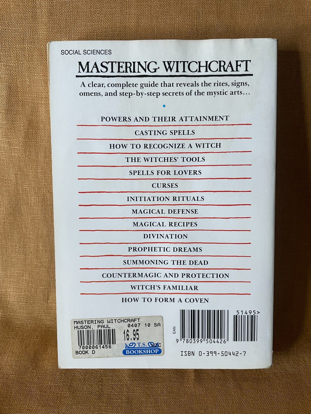 Mastering Witchcraft by Paul Huson - back cover