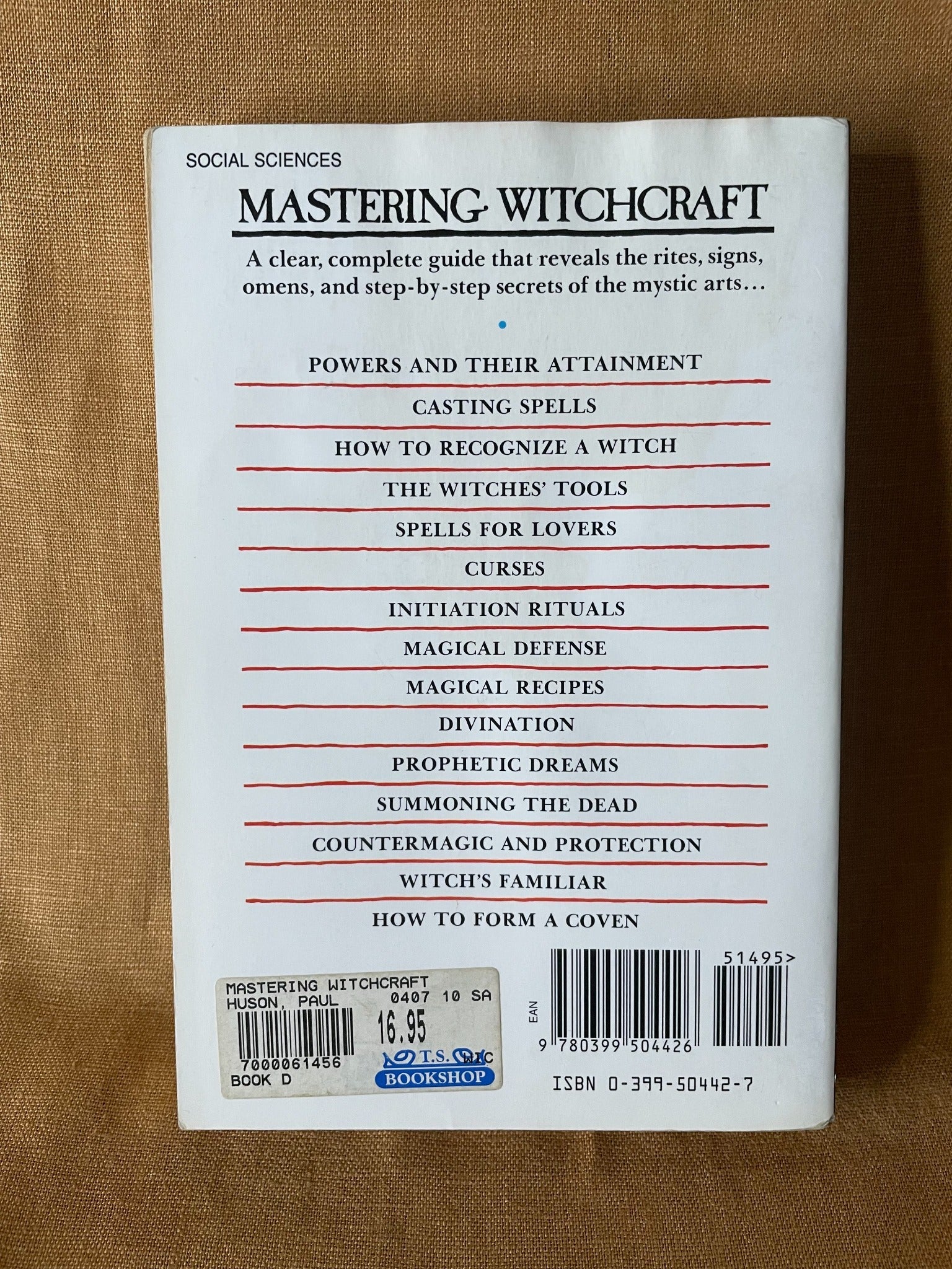 Mastering Witchcraft by Paul Huson - back cover