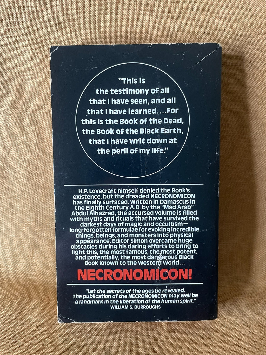 Necronomicon by Simon, Avon Books, back cover