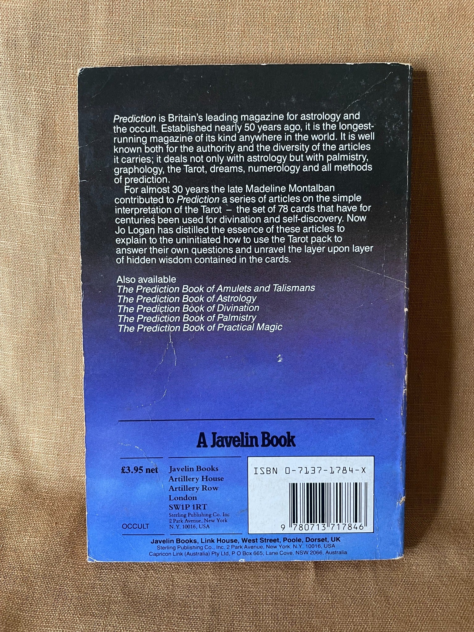 The Prediction Book of the Tarot by Madeline Montalban back cover