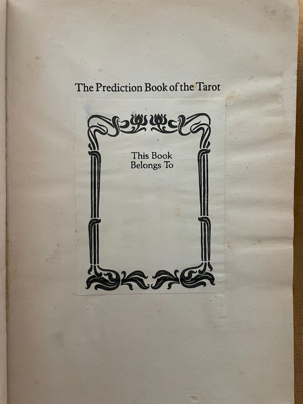 The Prediction Book of the Tarot by Madeline Montalban ownership page