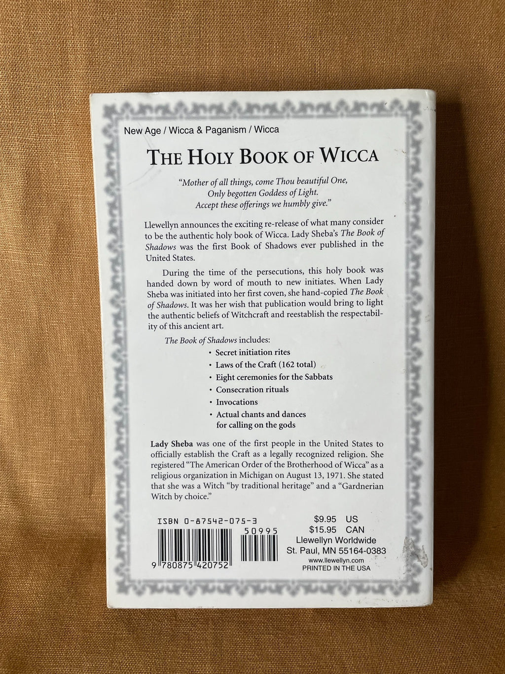 The Book of Shadows by Lady Sheba - back cover