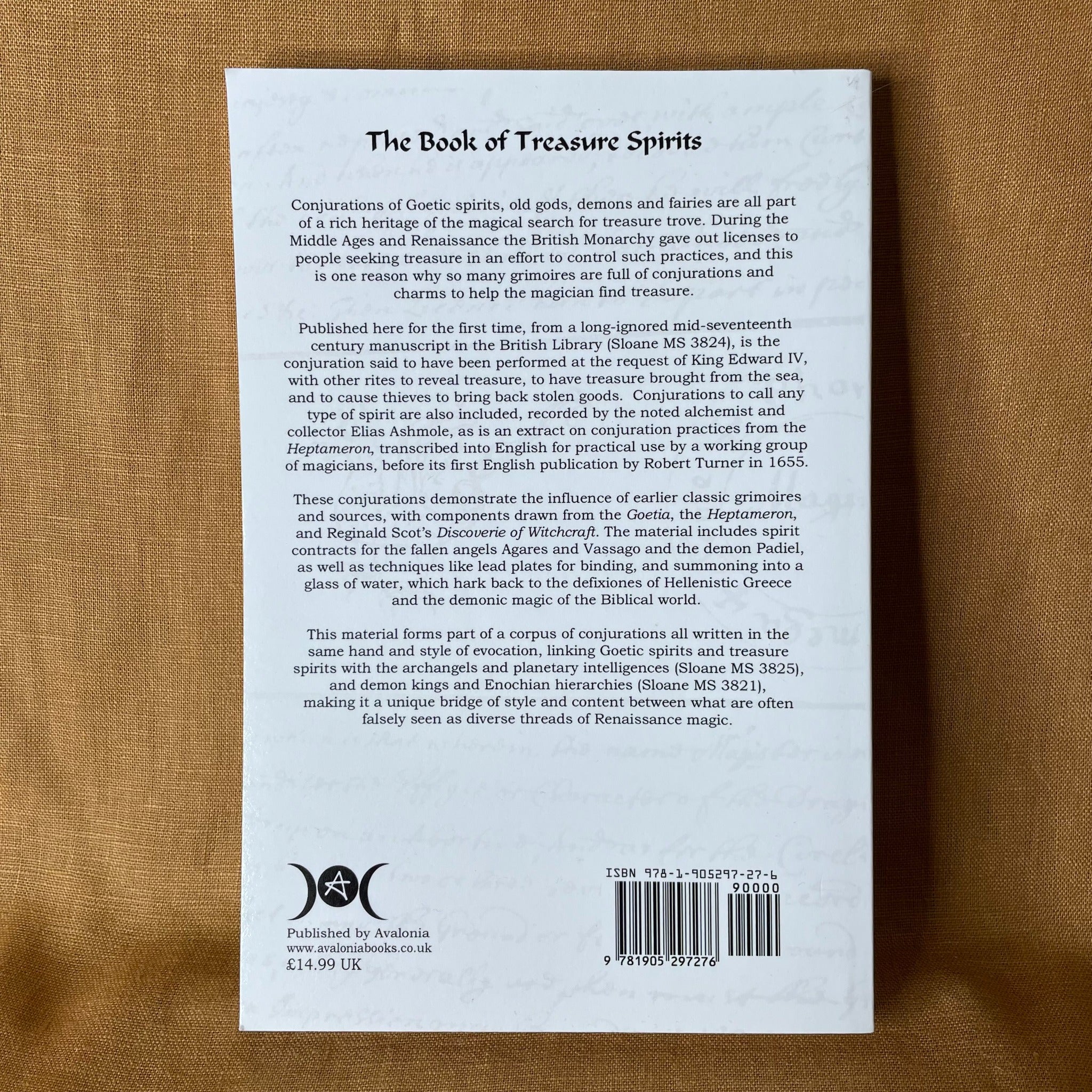 Back cover of The Book of Treasure Spirits by David Rankine