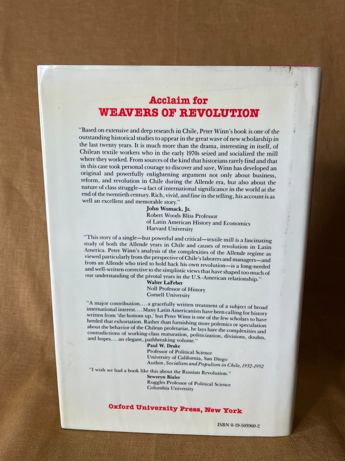Weavers of Revolution by Peter Winn back cover
