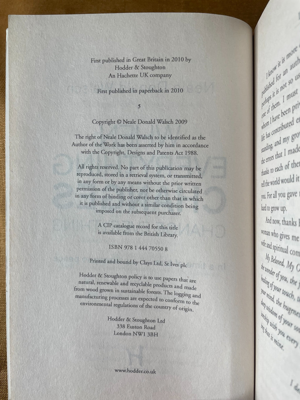 When Everything Changes Change Everything by Neale Donald Walsch copyright page