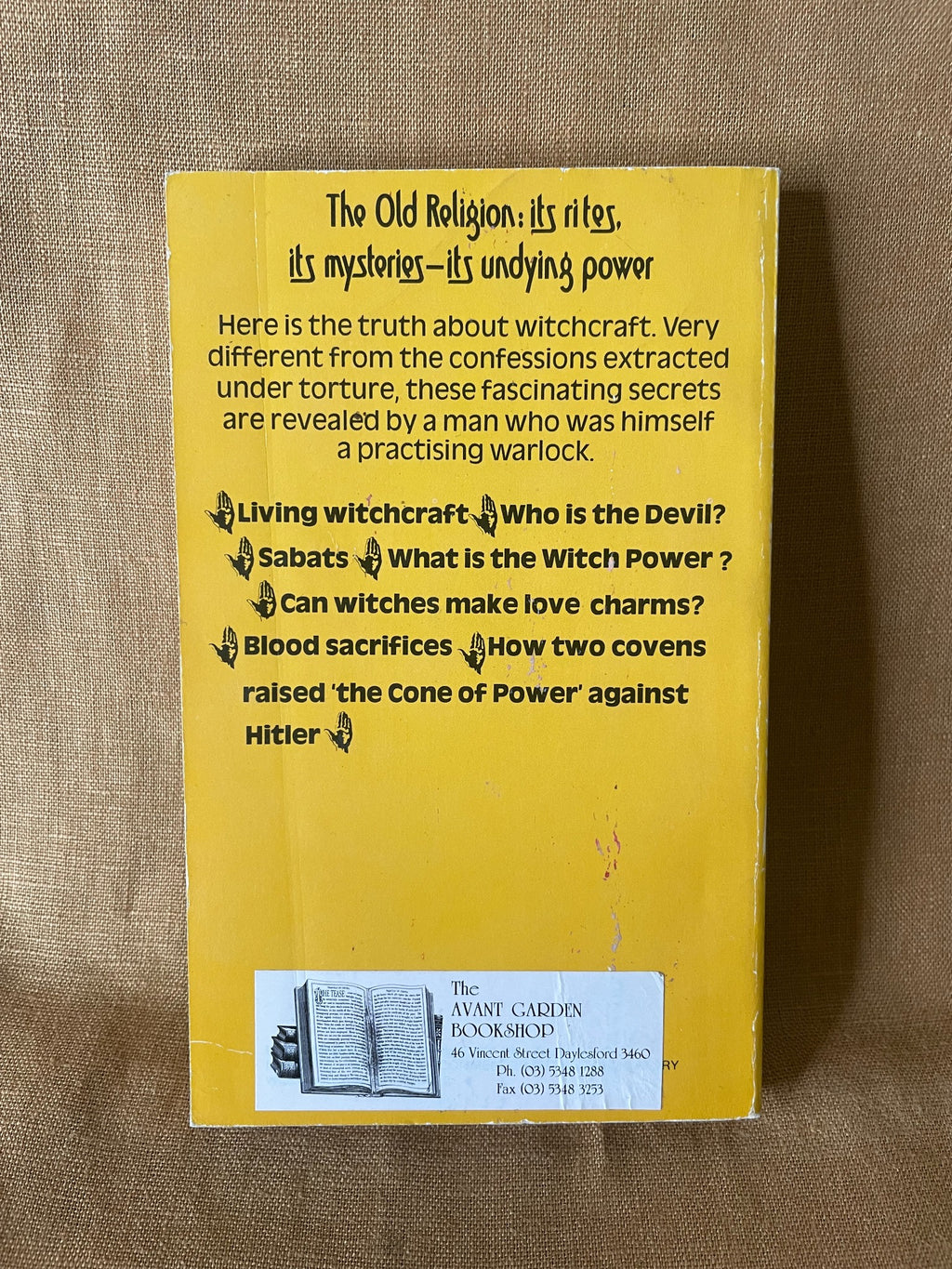 Witchcraft Today by Gerald B. Gardner back cover